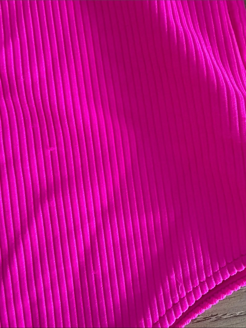 Frankie’s Bikinis- Hot Pink Ribbed Cody One-Piece Swimsuit with cutouts